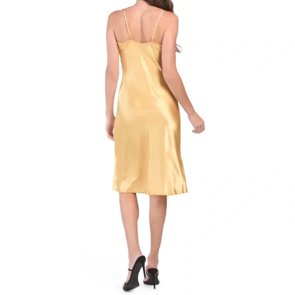 BEBE Gold Satin Dress - Picture 2 of 4